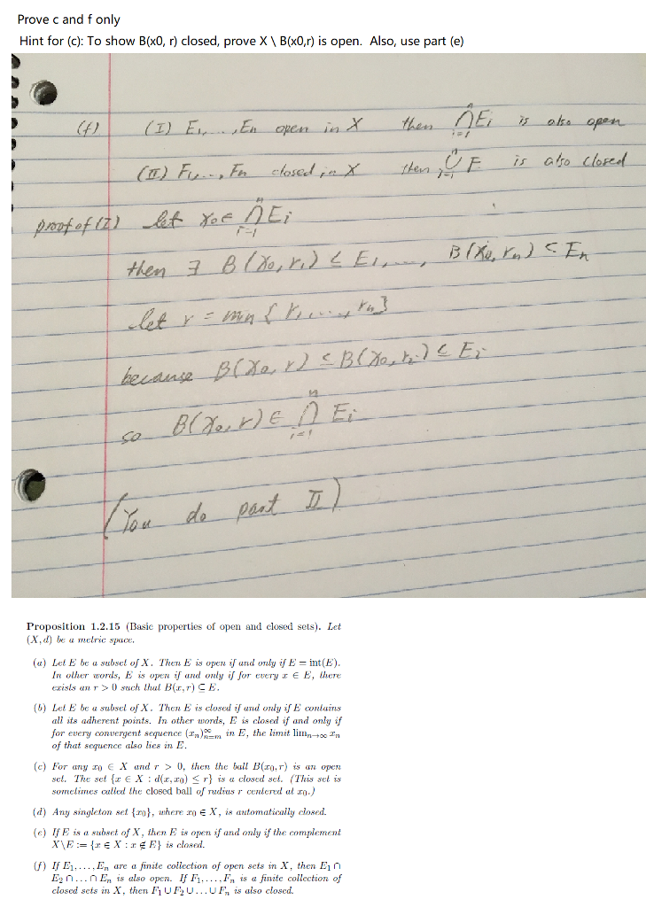 Solved Prove c and f only Hint for c To show B x0 r Chegg