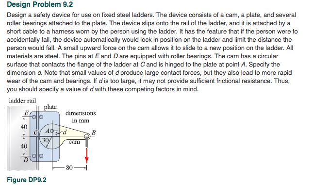 Design Problem 9.2 Design a safety device for use on | Chegg.com