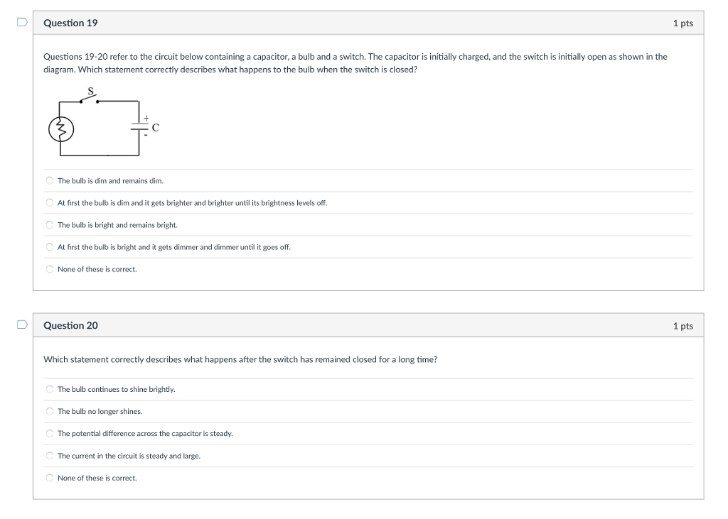 Solved Questions 19-20 refer to the circuit below containing | Chegg.com