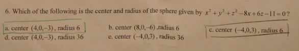 Solved Which of the following is the center and radius of | Chegg.com