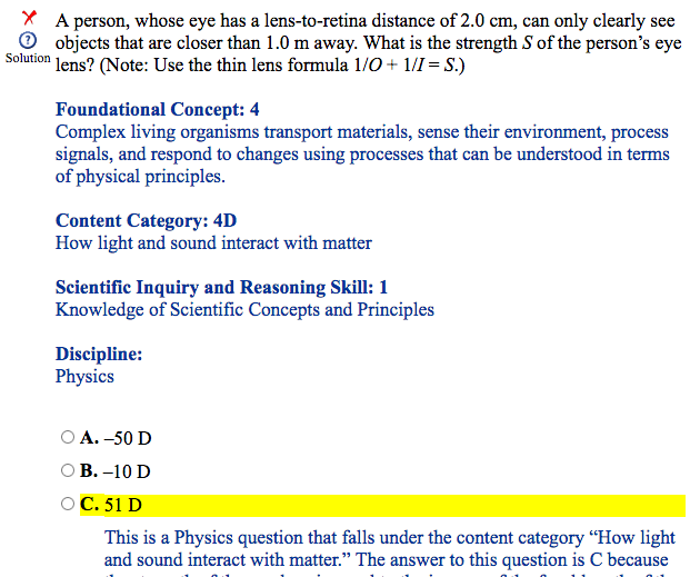Solved A person, whose eye has a lenstoretina distance of