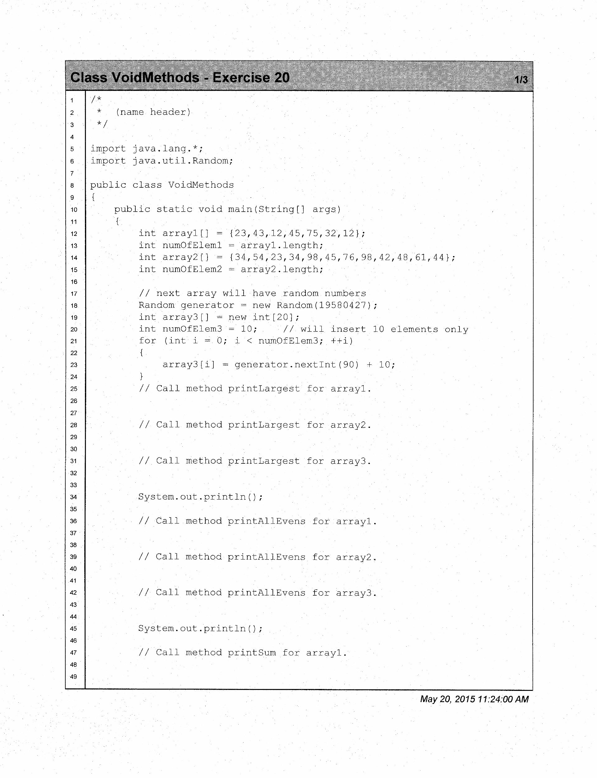 Solved Exercise 20 - In Java - Please read directions | Chegg.com