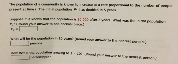Solved The population of a community is known to increase at | Chegg.com