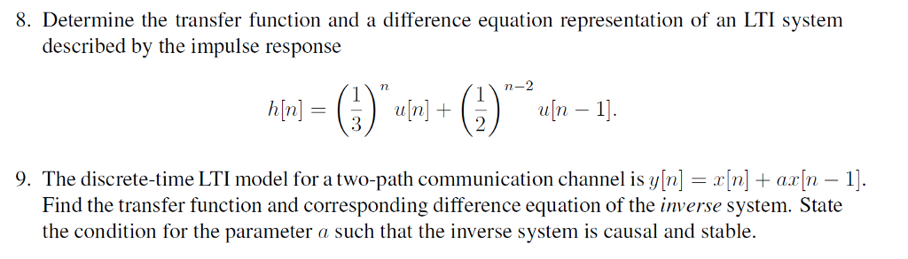 Solved Determine the transfer function and a difference | Chegg.com