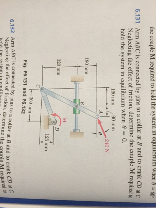 Solved Arm ABC is connected by pins to a collar at B and to