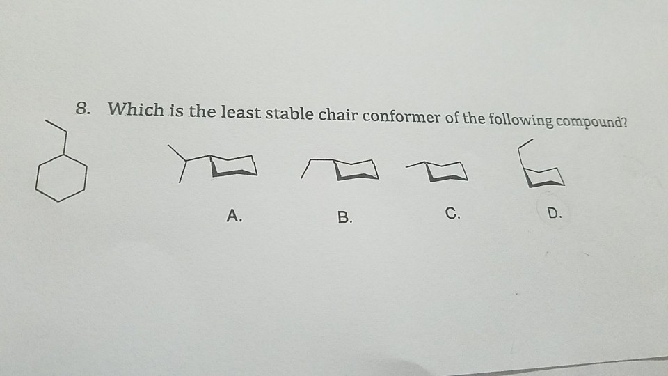 Solved Which is the least stable chair conformer of the