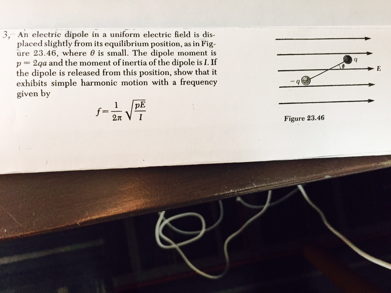 Solved 3, An electric dipole in a uniform electric field is | Chegg.com