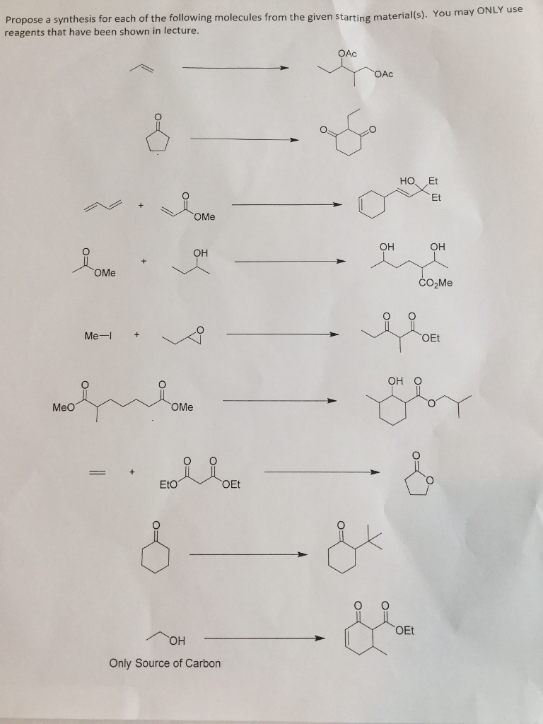 Solved Propose A Synthesis For Each Of The Following | Chegg.com