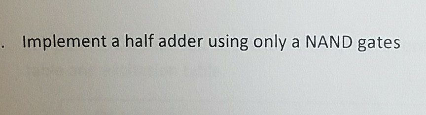 Solved Implement A Half Adder Using Only A NAND Gates Chegg Com   Image