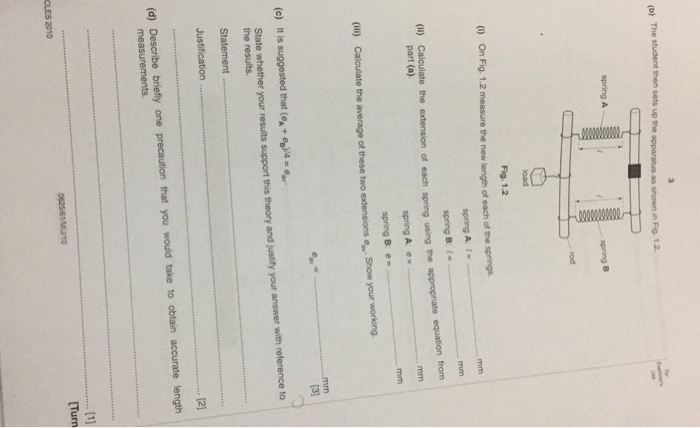 The student then sets up the apparatus as shown in | Chegg.com