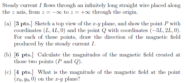 Solved A steady current I flows through an infinitely long | Chegg.com