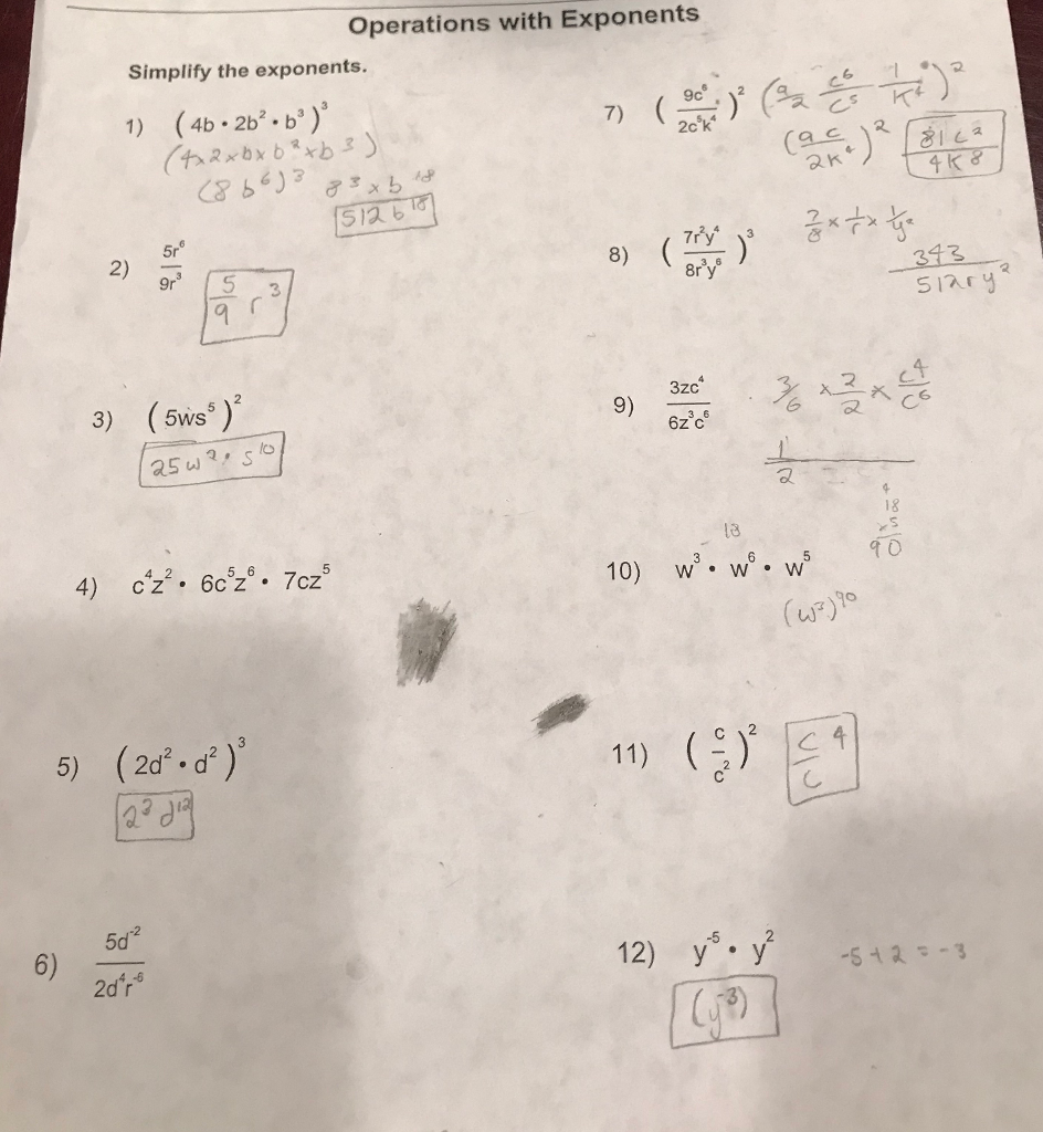 Simplify Exponents Problem Solved Operations with Exponents Simplify the exponents. 6 | Chegg.com