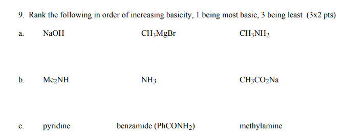 Solved Rank the following in order of increasing basicity, 1 | Chegg.com