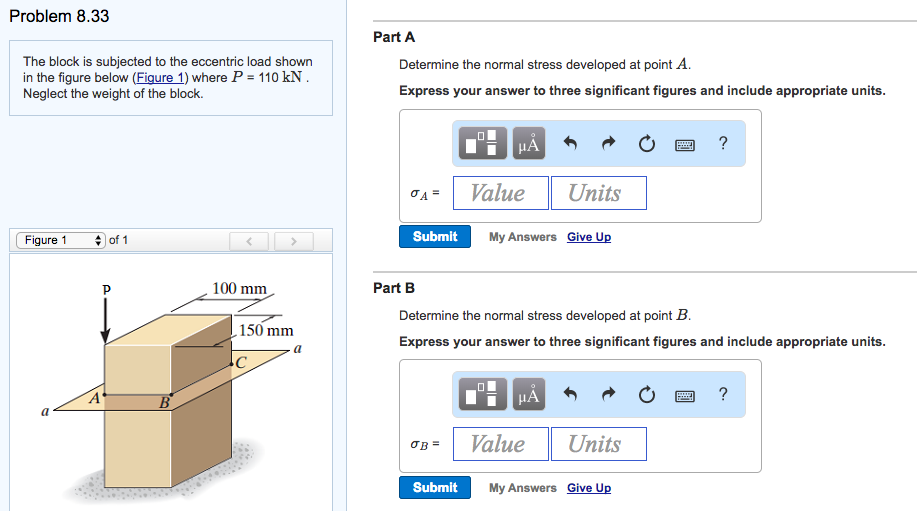 Solved Problem 8.33 Part A The block is subjected to the | Chegg.com