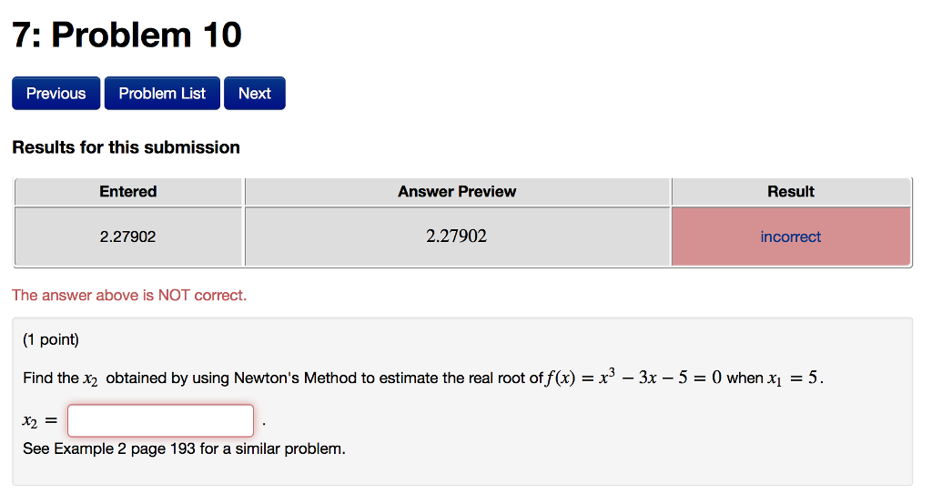 Solved Find the x_2 obtained by using Newton's Method to | Chegg.com
