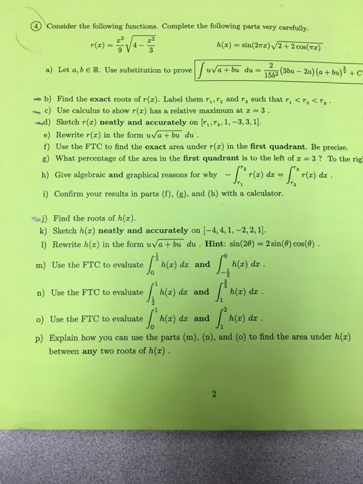 Solved Consider The Following Functions Complete The 1841