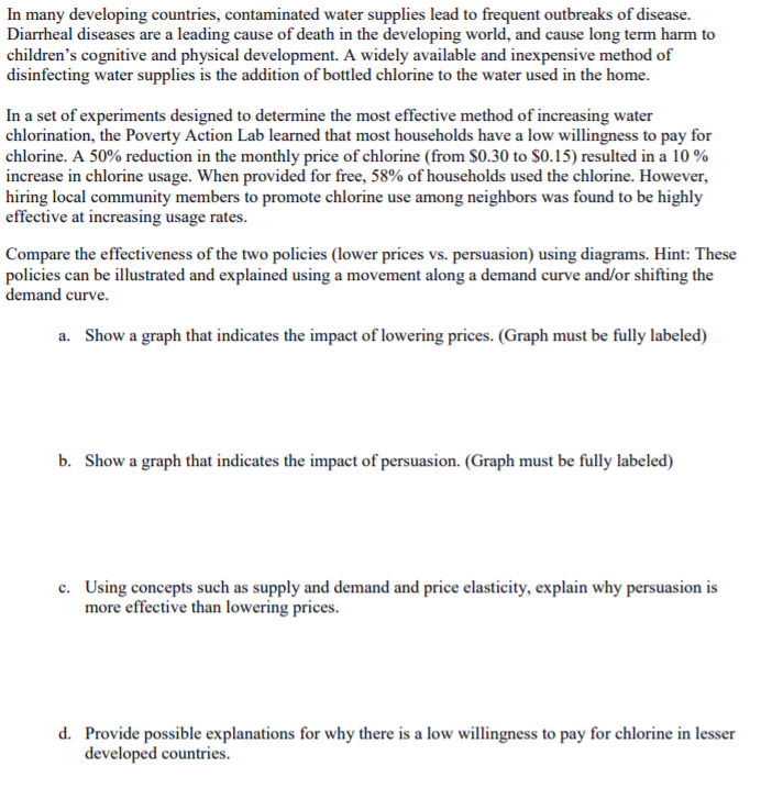 Solved In many developing countries, contaminated water