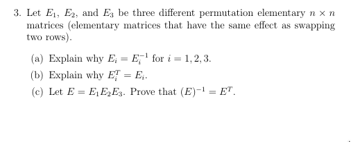 Solved 3. Let E1, E2, and E3 be three different permutation | Chegg.com