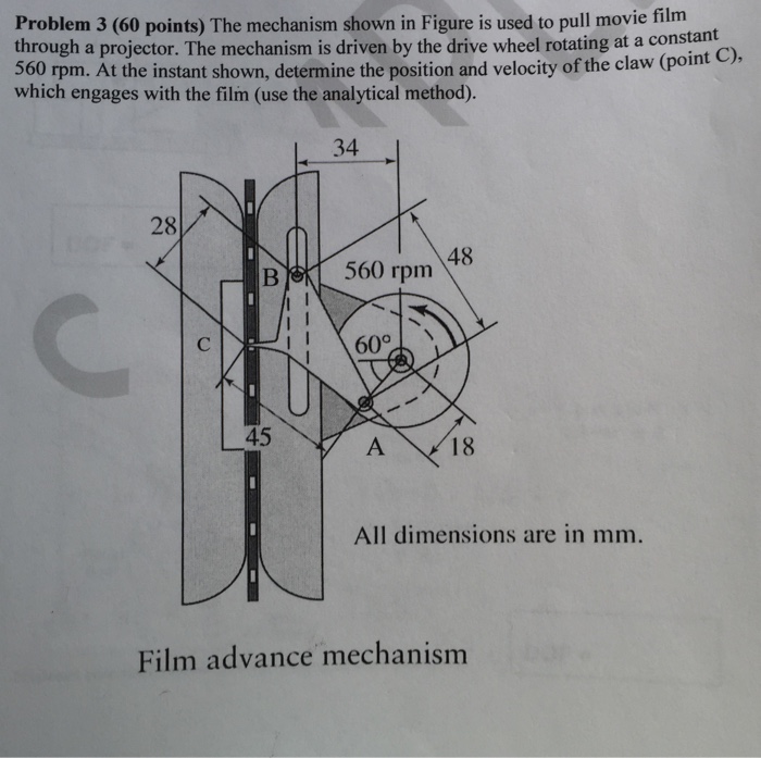 Solved The mechanism shown in Figure is used to pull movie