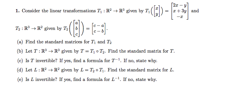 Solved I Consider The Linear Transformations T R2 → R3 8188