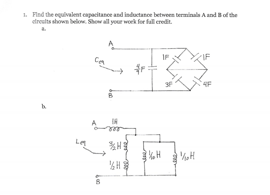 Solved Find The Equivalent Capacitance And Inductance | Chegg.com