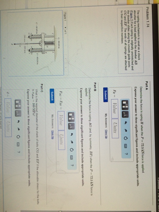 Solved The spring mechanism is used as a shock absorber for | Chegg.com