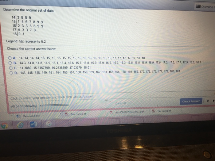Solved Determine the original set of data. Legend 52