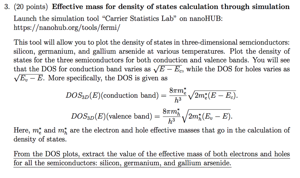 3. (20 points) Effective mass for density of states