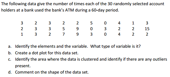 Solved The Following Data Give The Number Of Times Each Of Chegg