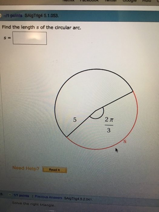 Solved Find the length s of the circular arc.