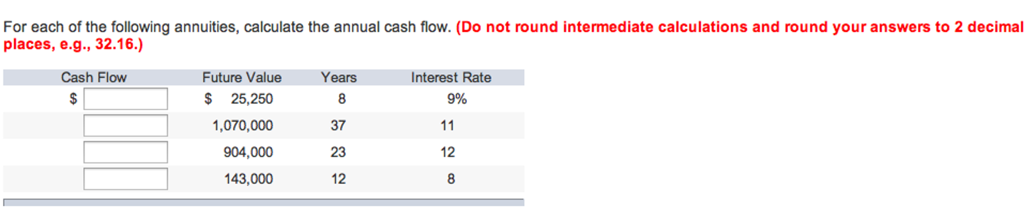 Solved For each of the following annuities, calculate the | Chegg.com