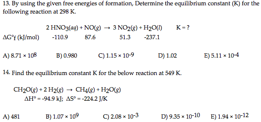 Solved 13. By using the given free energies of formation, | Chegg.com
