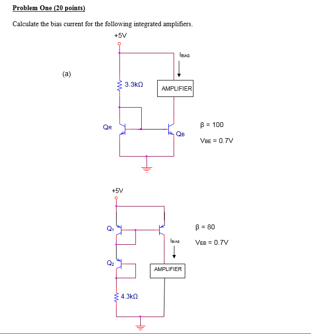 Solved Calculate The Bias Current For The Following | Chegg.com