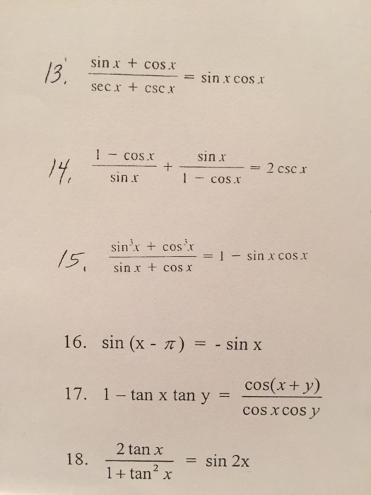 Solved Sin x + cos x/sec x + csc x = sin x cos x 1 cos