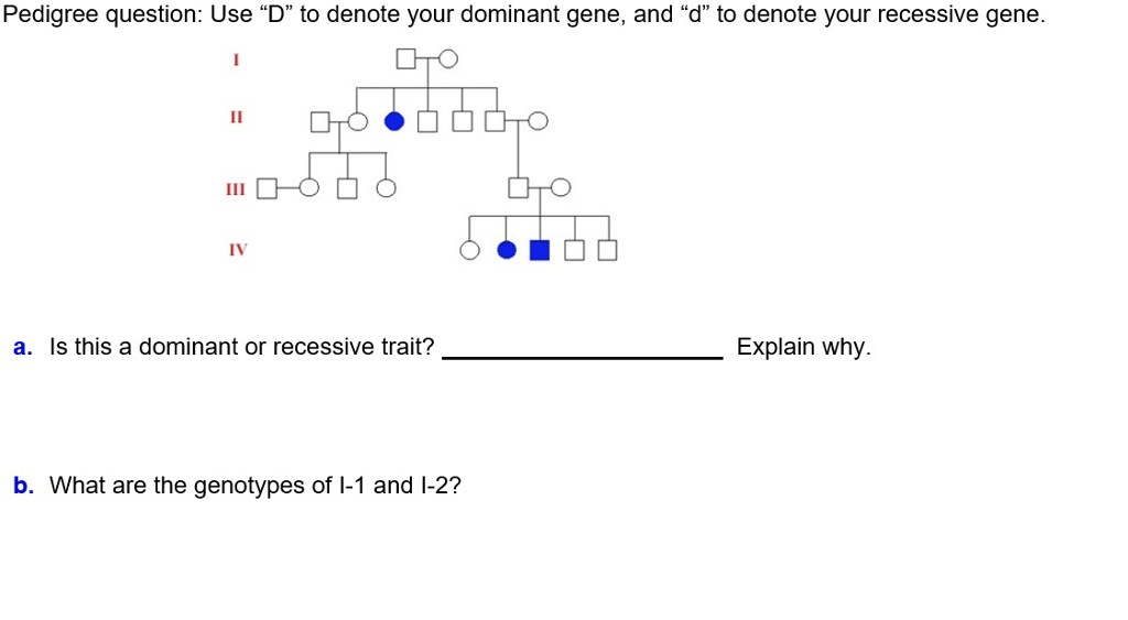 Solved Use "D" to denote your dominant gene, and "d" to | Chegg.com