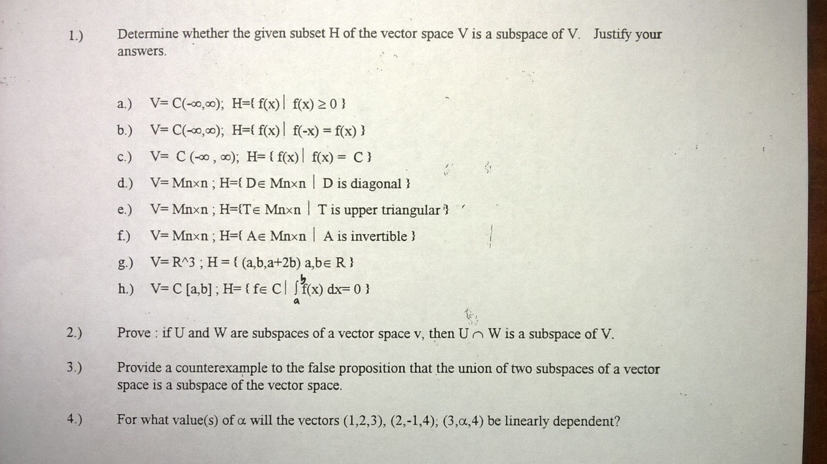 Solved Determine whether the given subset H of the vector | Chegg.com