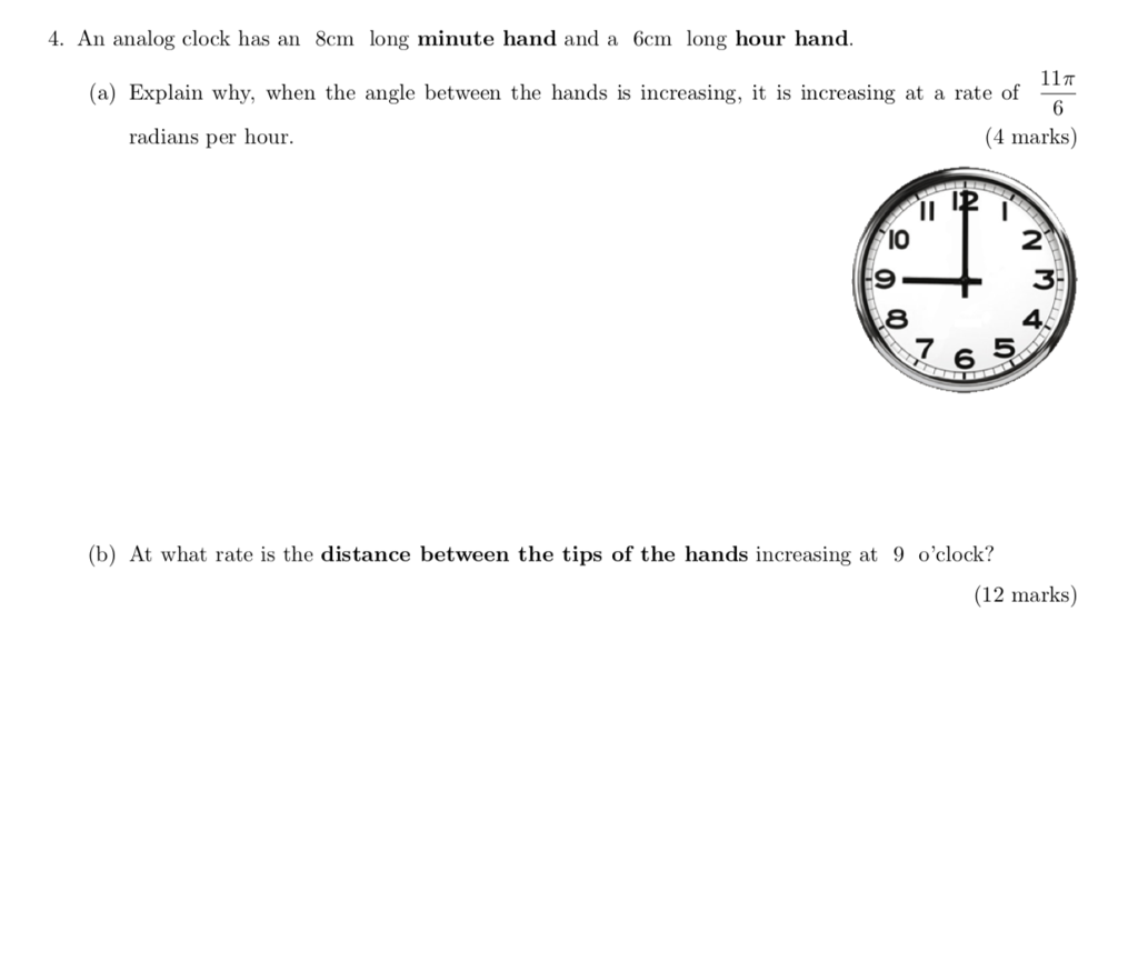 Solved 4. An analog clock has an 8cm long minute hand and a