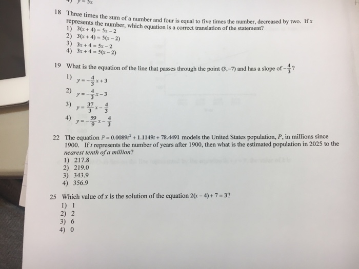 Solved Three Times The Sum O A Number Four Is Five Times The