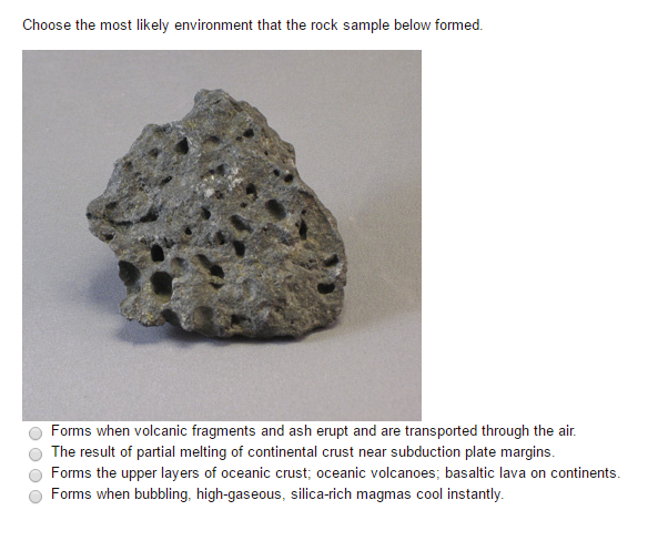 Solved Choose the most likely environment that the rock | Chegg.com