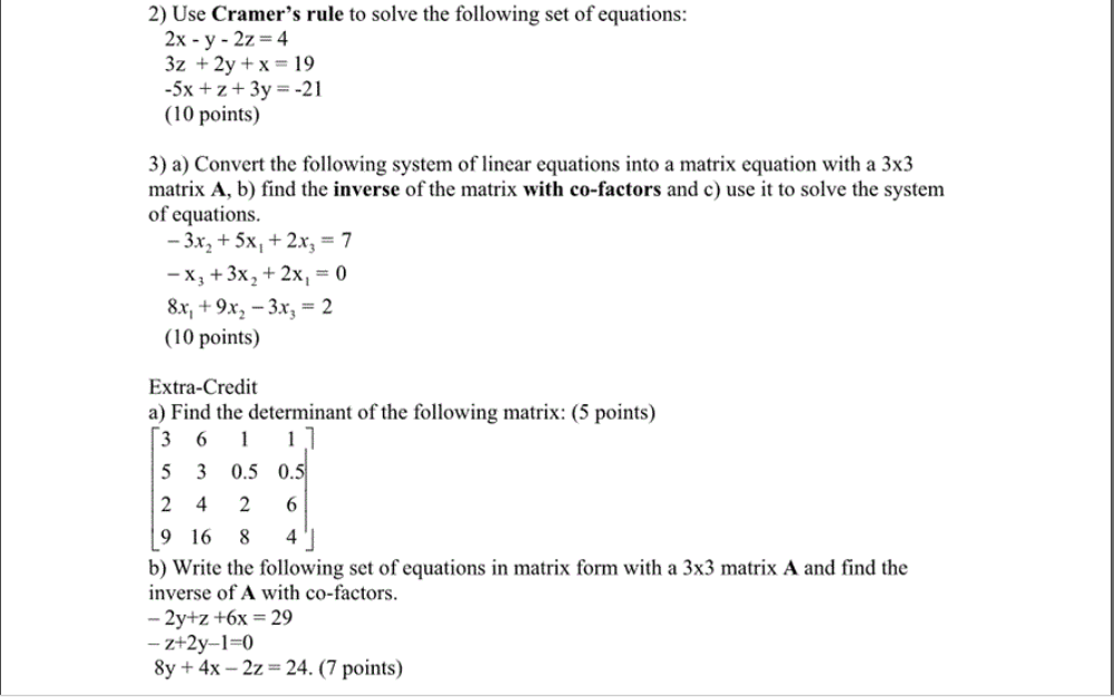 Solved 2) Use rule to solve the following set of equations: | Chegg.com