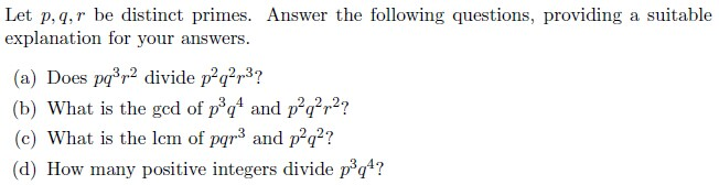 Solved Let P Q R Be Distinct Primes Answer The Following