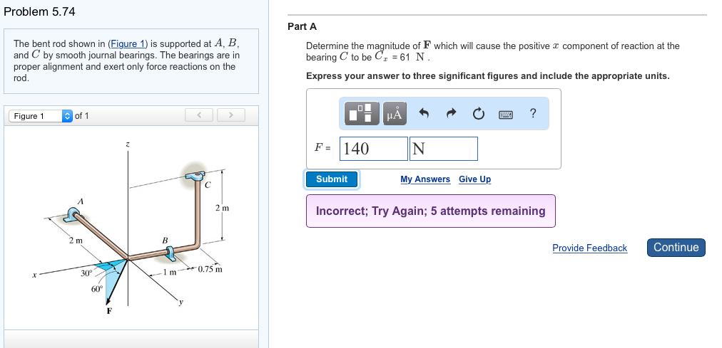 Solved The bent rod shown in (Figure 1) is supported at A, | Chegg.com