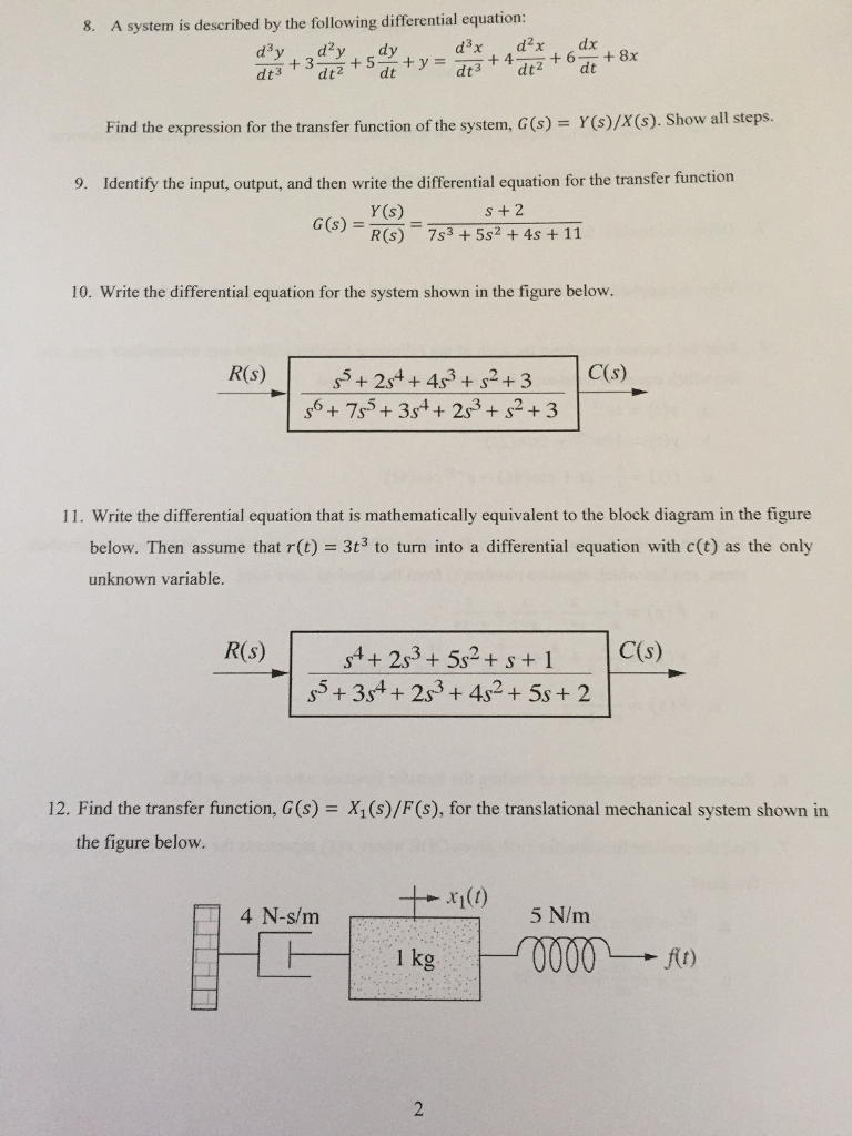 Solved 8. A system is described by the following
