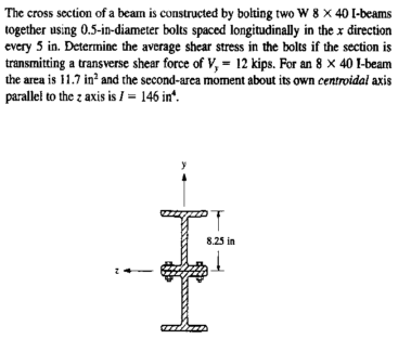 Solved The cross section of a beam is constructed by bolting | Chegg.com