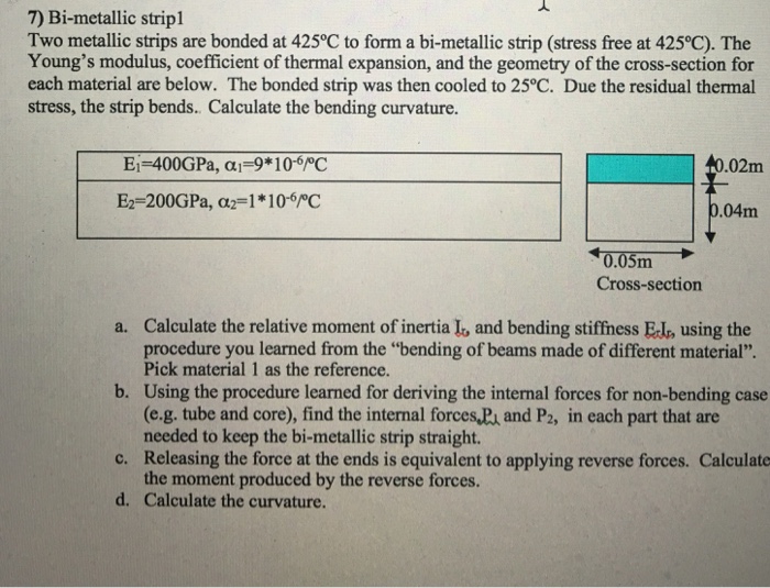 Solved Two Metallic Strips Are Bonded At 425degreeC To Form | Chegg.com