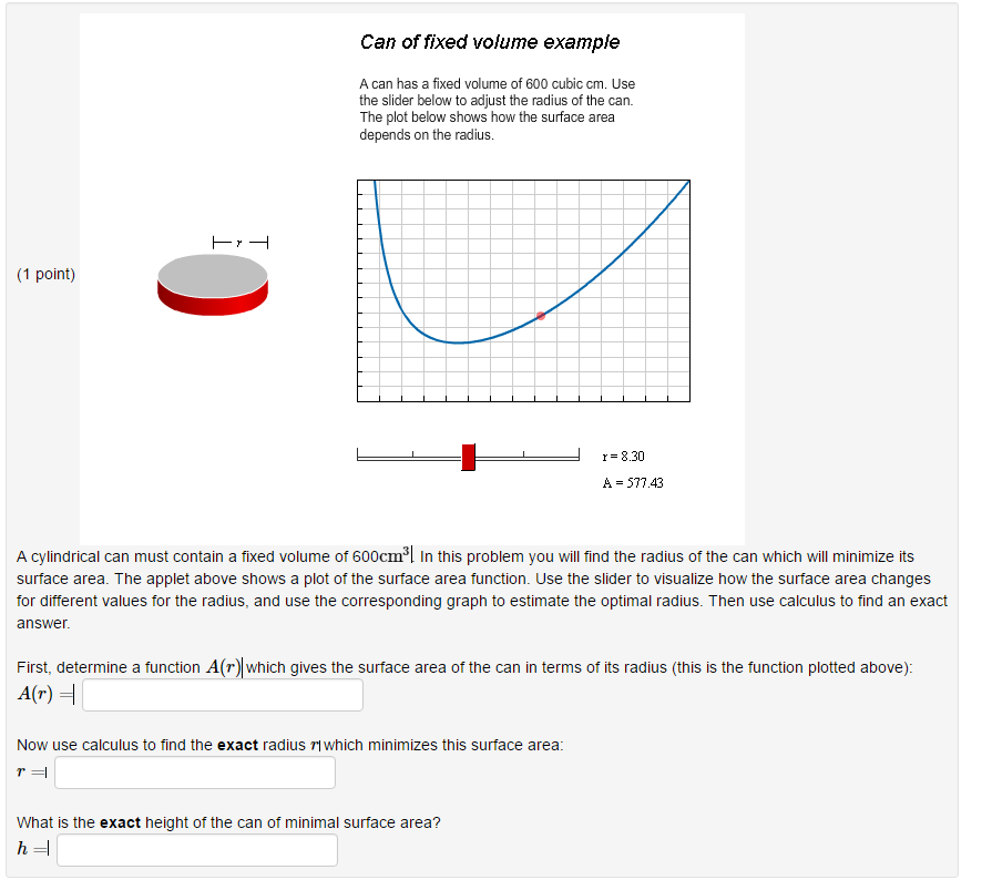 Solved A Can of fixed volume example A can has a fixed