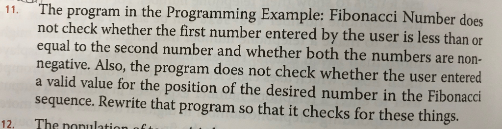 Solved 11. The program in the Programming Example: Fibonacci | Chegg.com