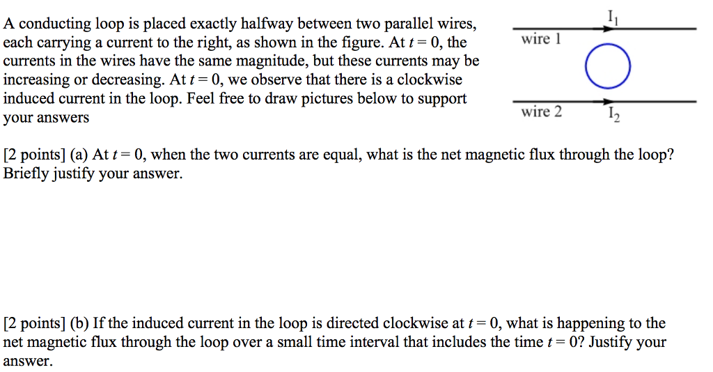 solved-a-conducting-loop-is-placed-exactly-halfway-between-chegg