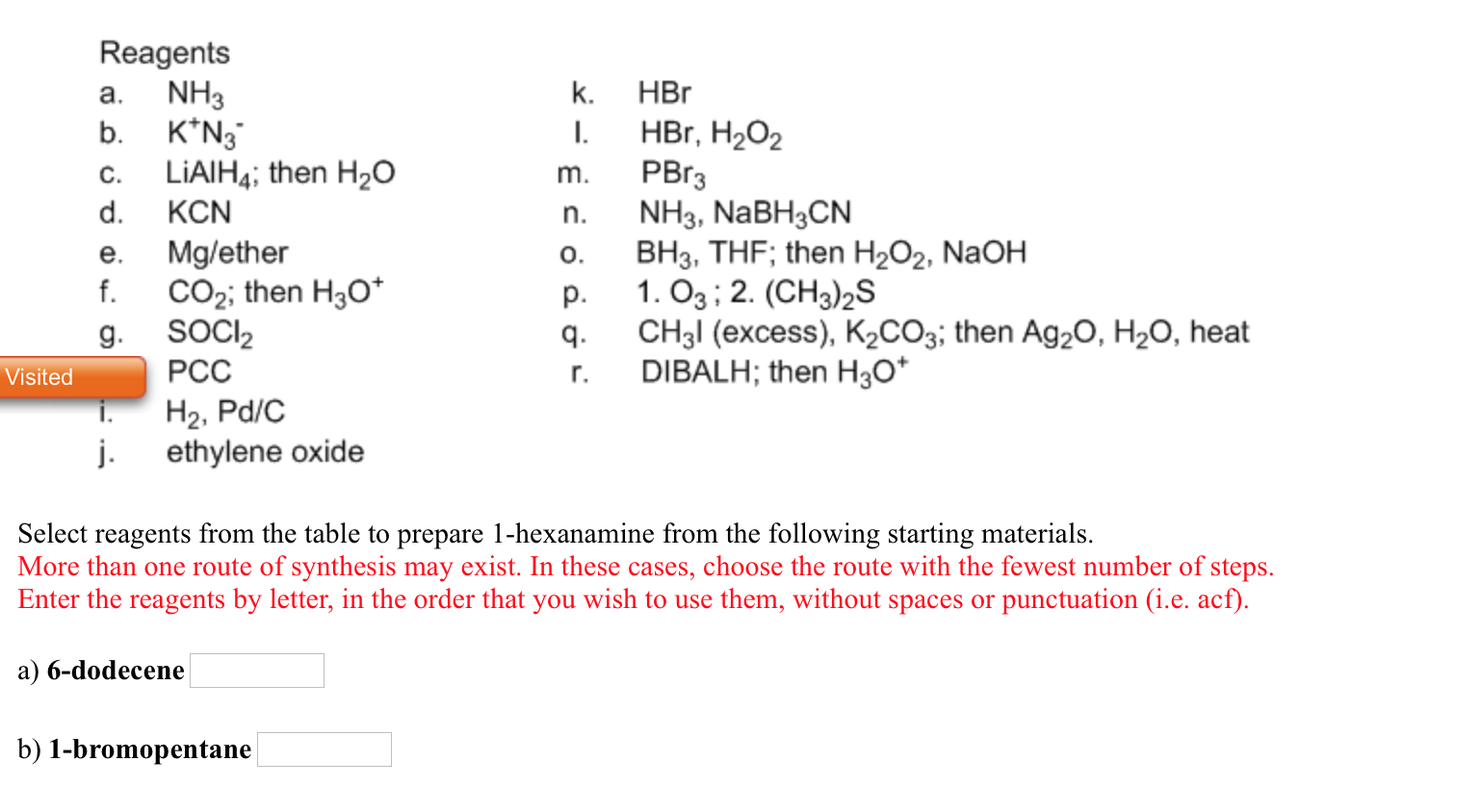 Select reagents from the table to prepare | Chegg.com