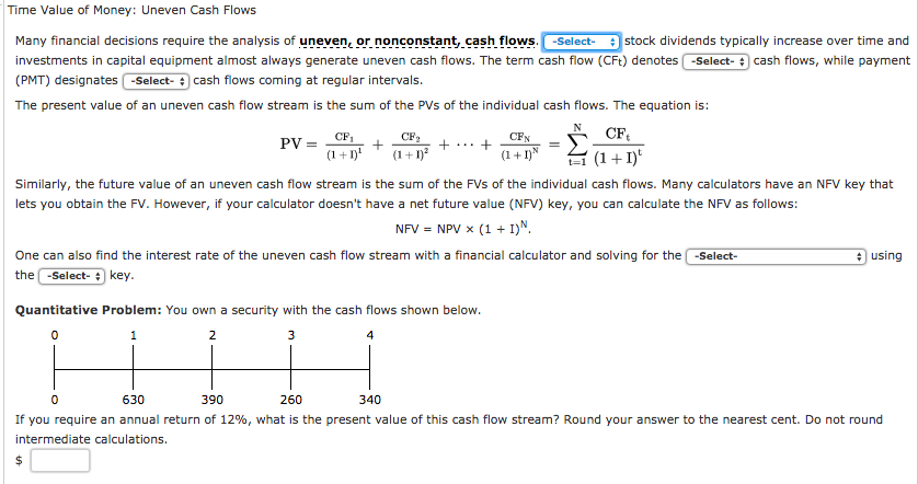 Solved Time Value of Money: Uneven Cash Flows Many financial | Chegg.com